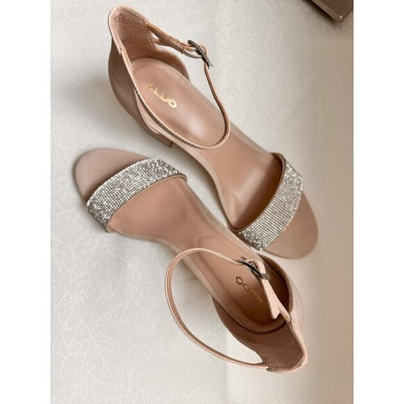 Aldo Kedeaviel Women's Strappy Heeled Open Toe Sandals‎ Rhinestone Beige US 9 - Picture 7 of 7